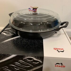 Staub 3.5qt braiser with glass lid black